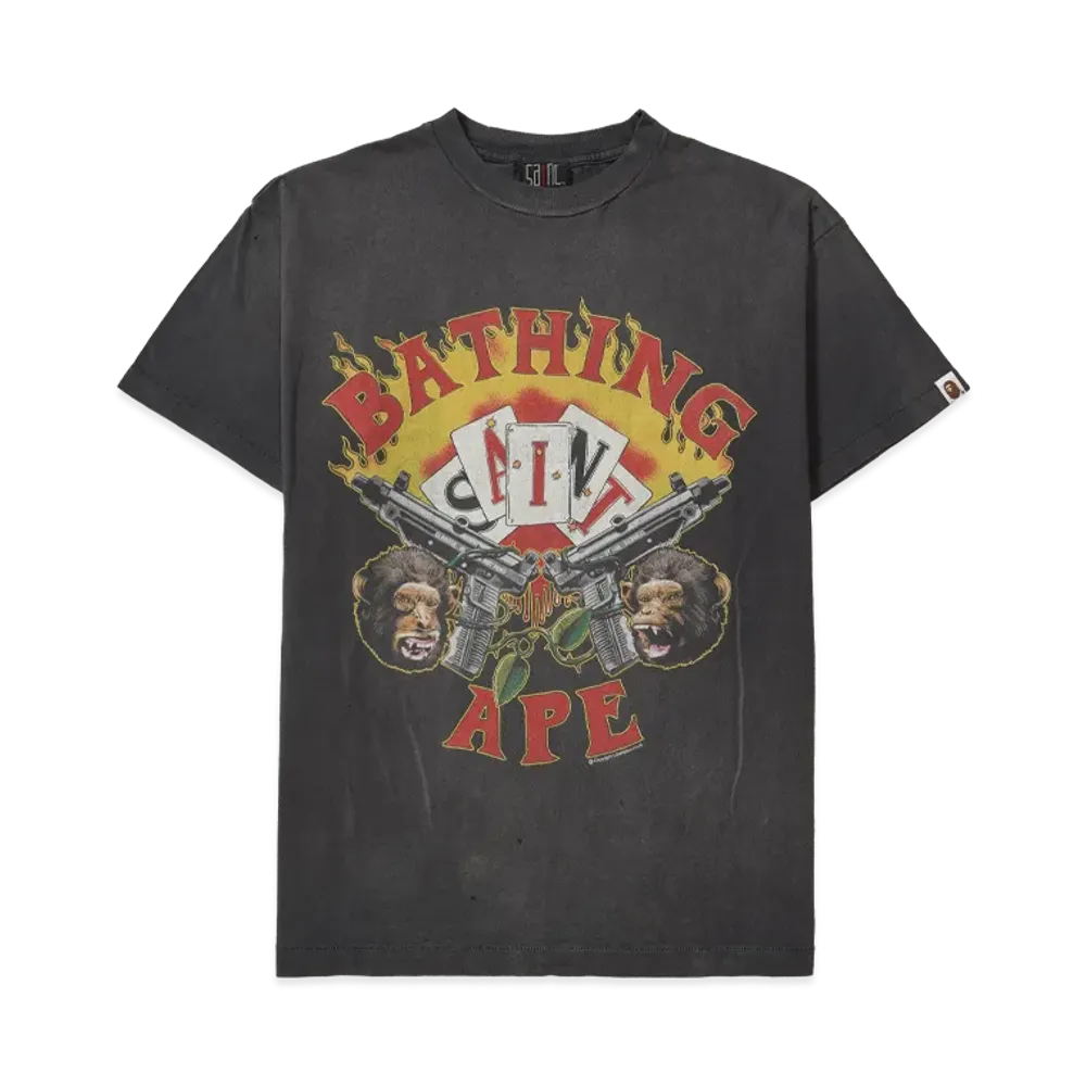 SAINT Mxxxxxx x A BATHING APE Guns Tee "Charcoal"