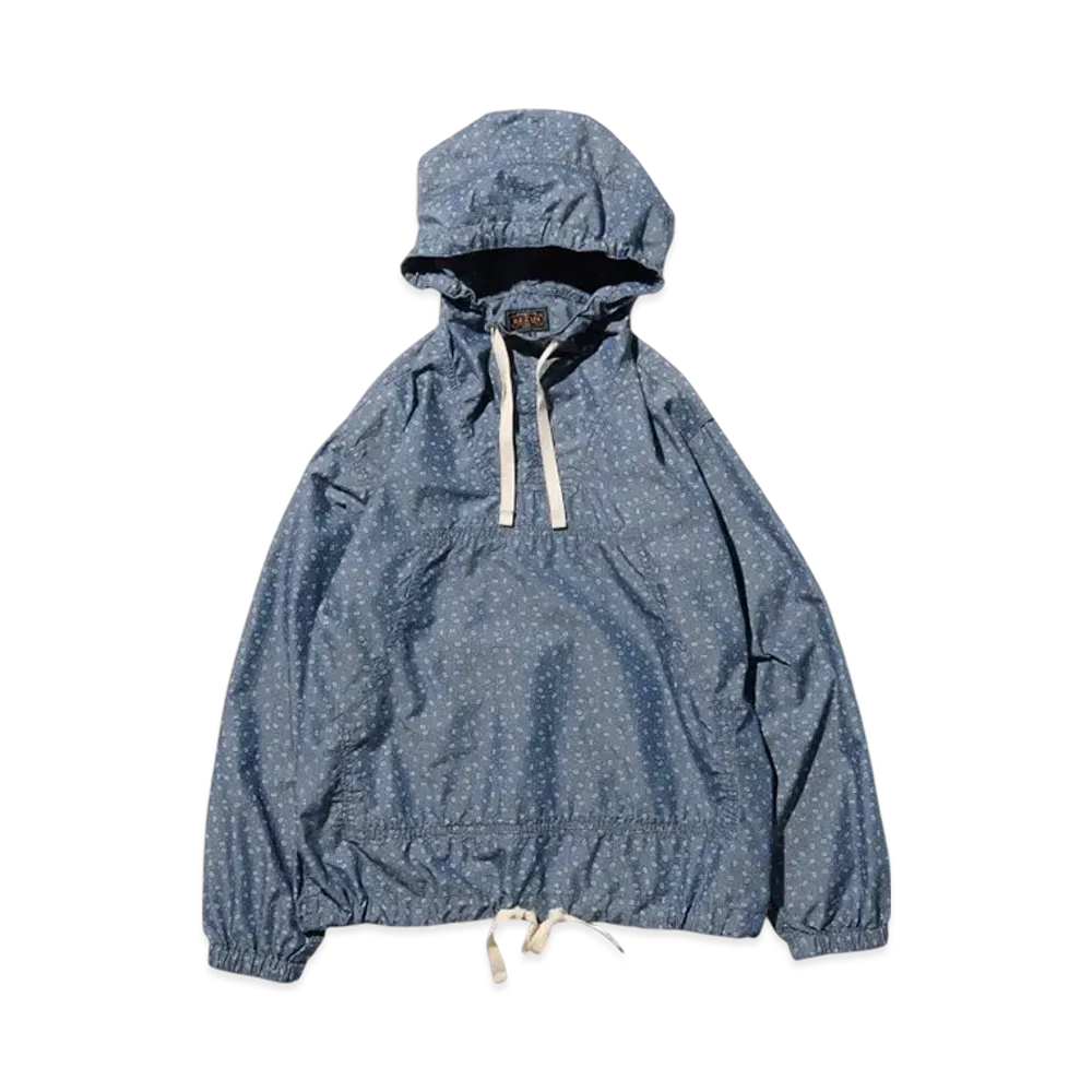 BEAMS MIL Smock NYCO Indigo Chambray Discharge Print "Indigo"
