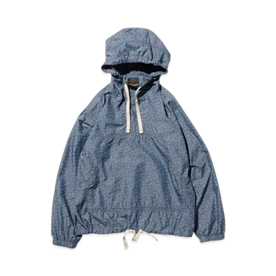 BEAMS MIL Smock NYCO Indigo Chambray Discharge Print "Indigo"
