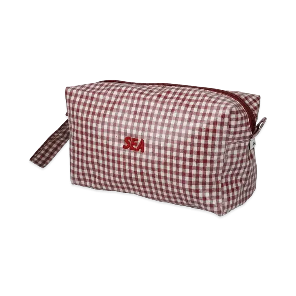 WIND AND SEA S_E_A GINGHAM DOPP KIT POUCH "Red"