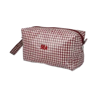 WIND AND SEA S_E_A GINGHAM DOPP KIT POUCH "Red"