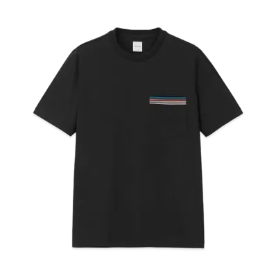 Paul Smith Signature Striped Pocket Short Sleeve Cut And Sew "Black"