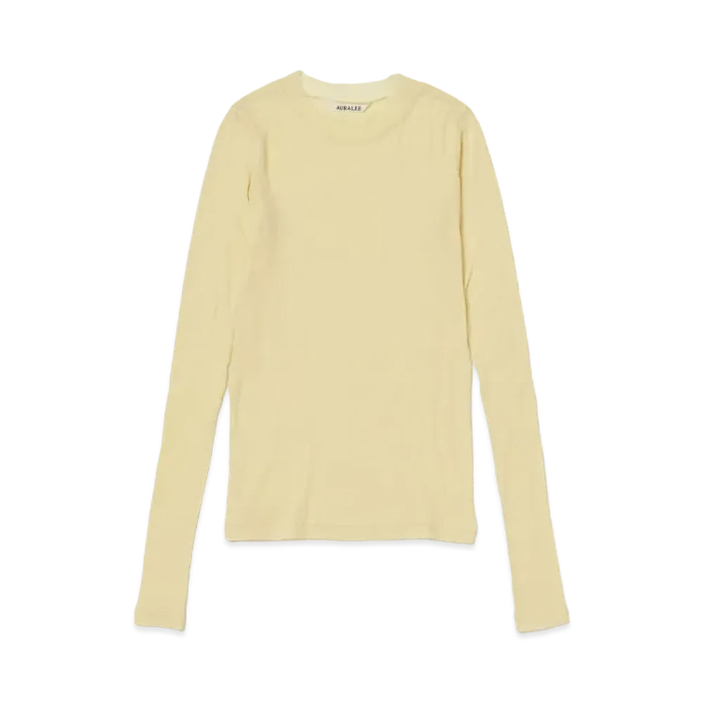 AURALEE Super High Gauge Sheer Rib L/S Tee "Yellow"