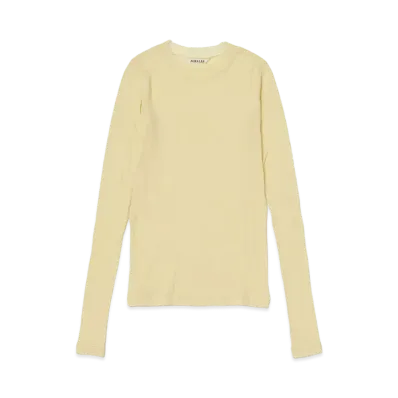 AURALEE Super High Gauge Sheer Rib L/S Tee "Yellow"