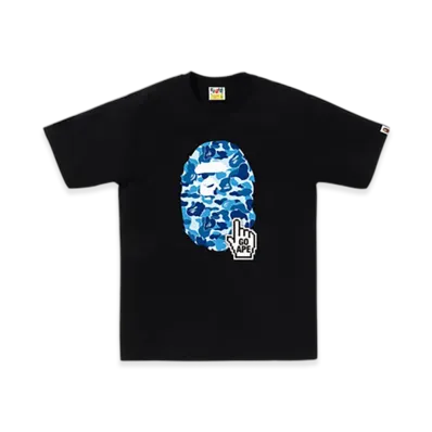 A BATHING APE ABC Camo Go Ape Pointer Ape Head Tee Bapec "Black/Blue"
