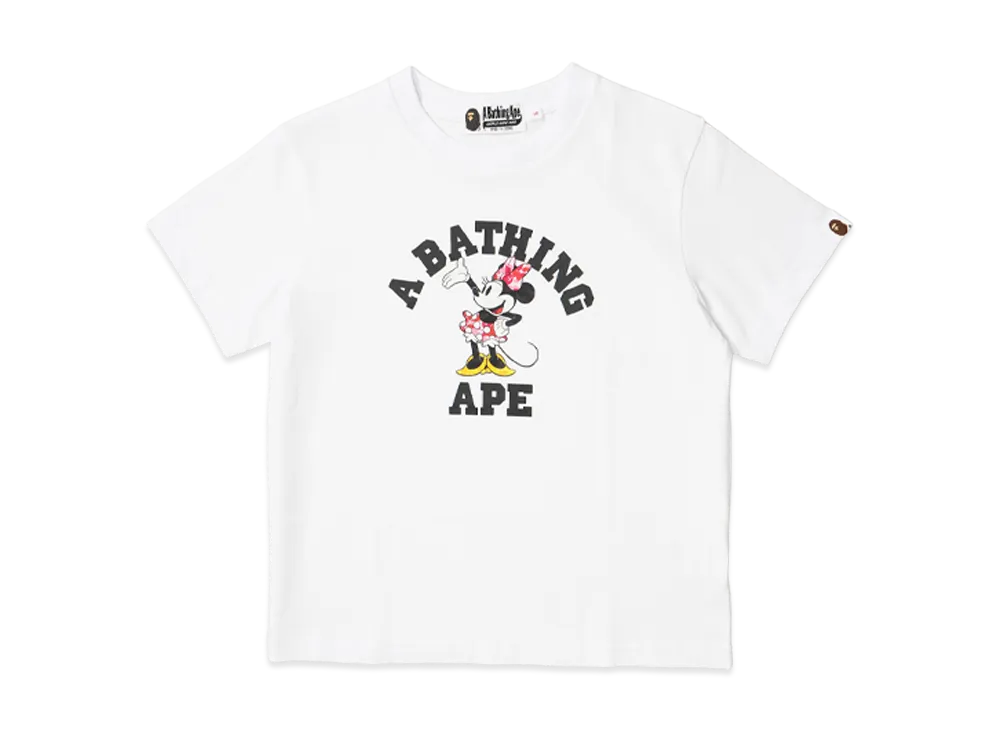 A BATHING APE x Disney Women's Minnie Mouse College Mini Tee "White"