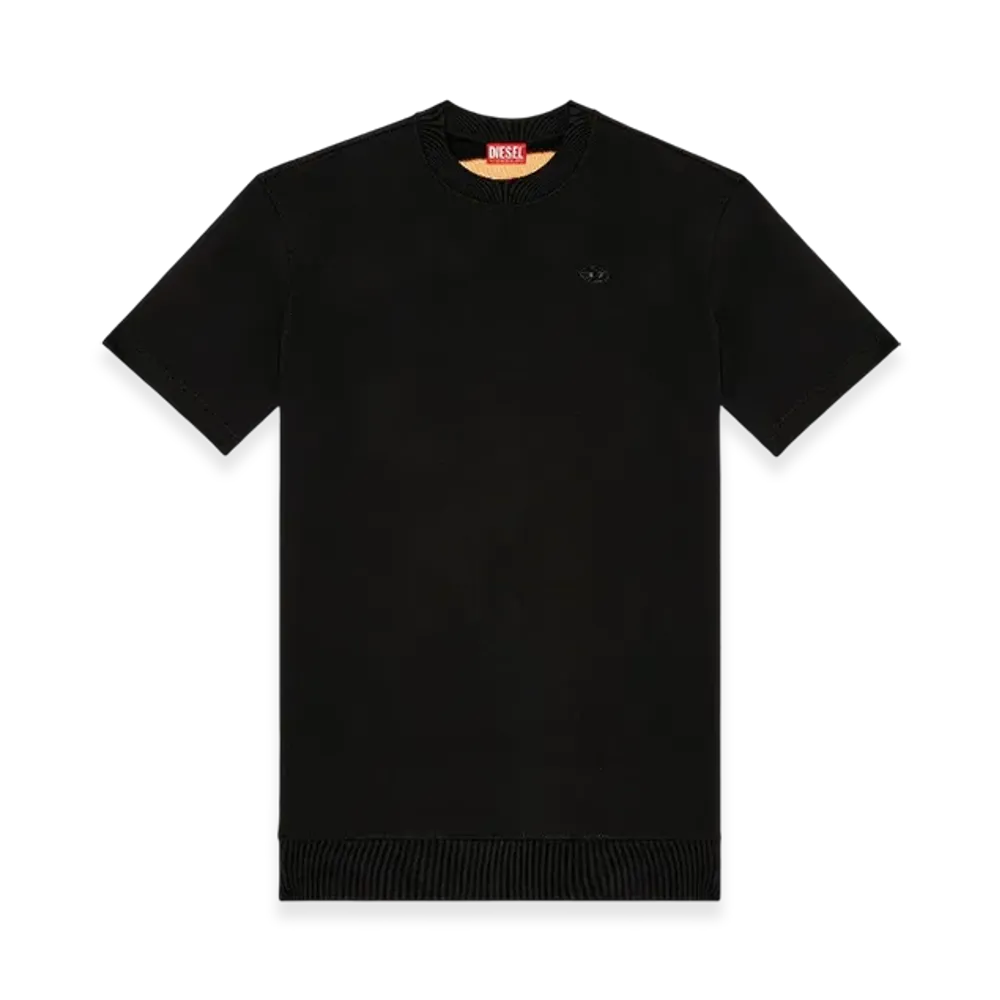 Diesel S-Cooling-Q1 Baggy T-Shirt With Fiery Oval D Print "Black Orange"