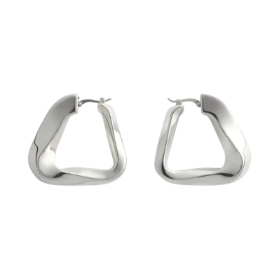 Bottega Veneta Large Twist Triangle Hoop Earrings "Silver"