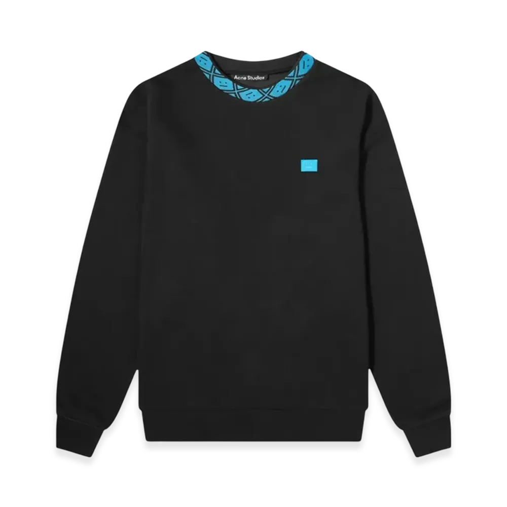 Acne Studios Future Rib Face Crew Sweatshirt "Black/Blue"