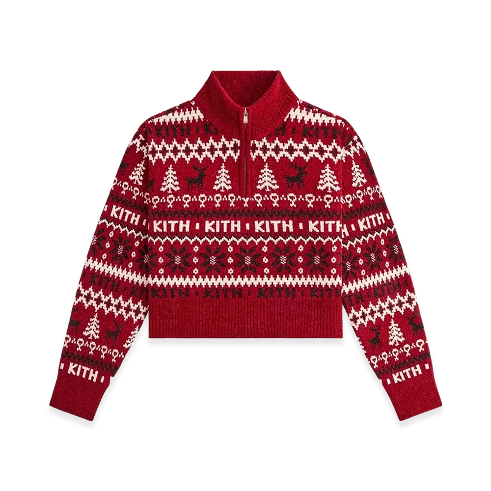 Kithmas Women Hunter II Chenille Fair Isle Quarter Zip "Allure"