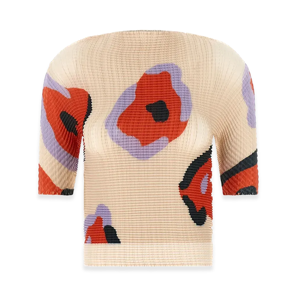 ISSEY MIYAKE Womens Verve Pleats Top "Beige"