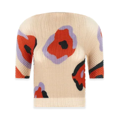 ISSEY MIYAKE Womens Verve Pleats Top "Beige"