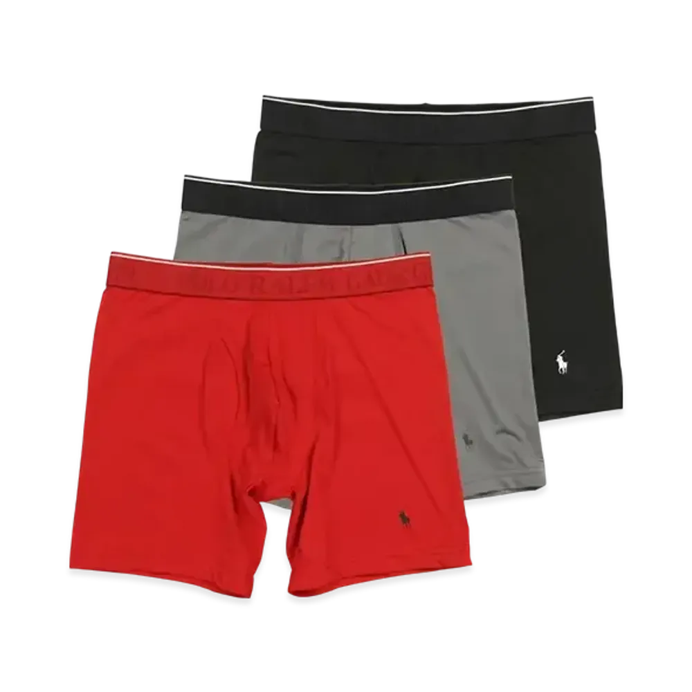 Polo Ralph Lauren 3 Pack Boxer Briefs LVBBP3 P3 Classic Microfiber "Black/Red"