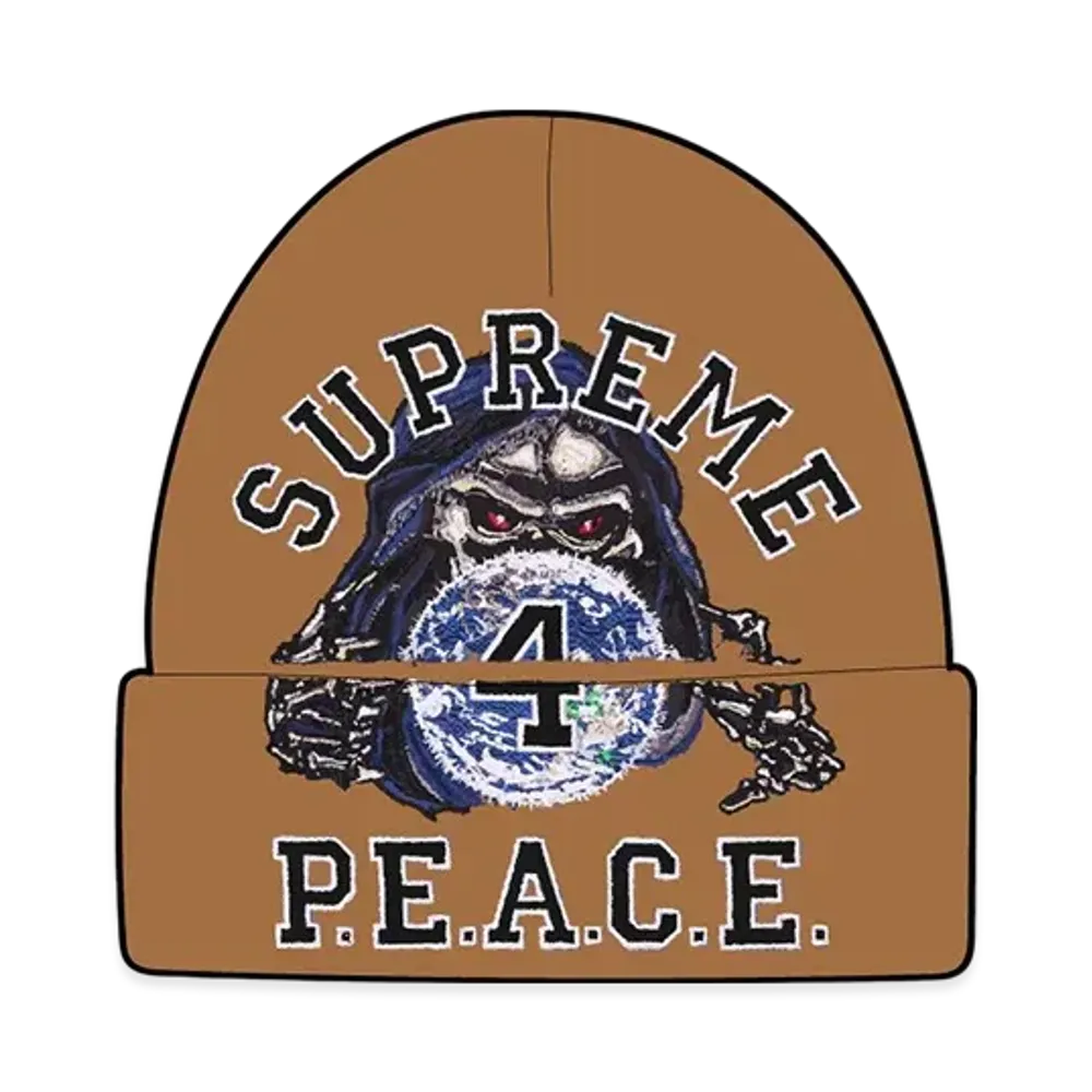 Supreme Peace Embroidered Beanie "Tan"