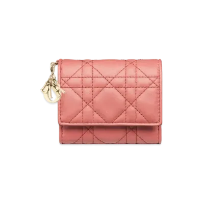 Dior Lady Dior Lotus Wallet Cannage Lambskin "Dusty Coral Pink"