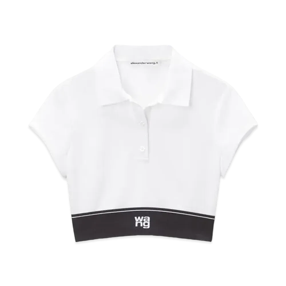 Alexander Wang Pique Cheerleader Polo Tops "White"