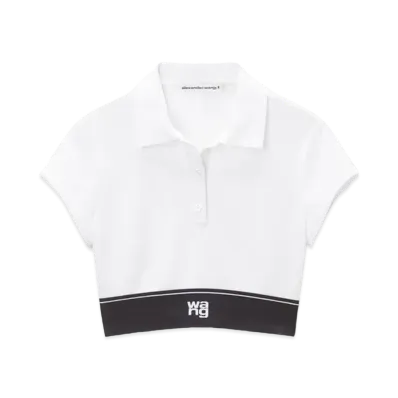 Alexander Wang Pique Cheerleader Polo Tops "White"