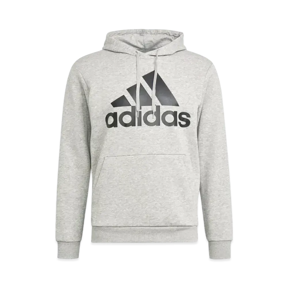 ADIDAS ESSENTIALS FLEECE BIG LOGO HOODIE "Medium Grey Heather / Black"