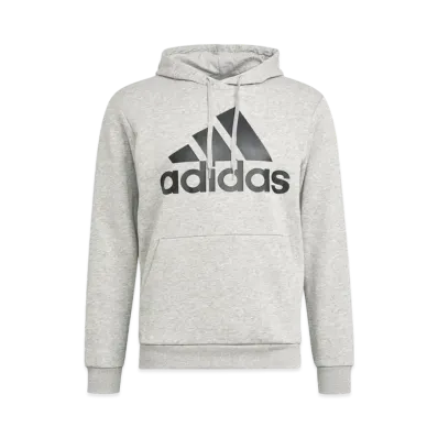 ADIDAS ESSENTIALS FLEECE BIG LOGO HOODIE "Medium Grey Heather / Black"