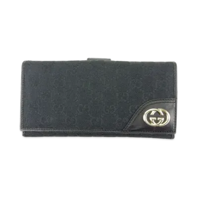 GUCCI GG Canvas W Hook New Britt Wallet "Black"