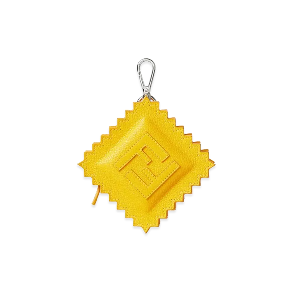 FENDI Raviolo Leather Bag Charm "Yellow"