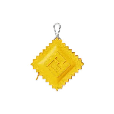 FENDI Raviolo Leather Bag Charm "Yellow"