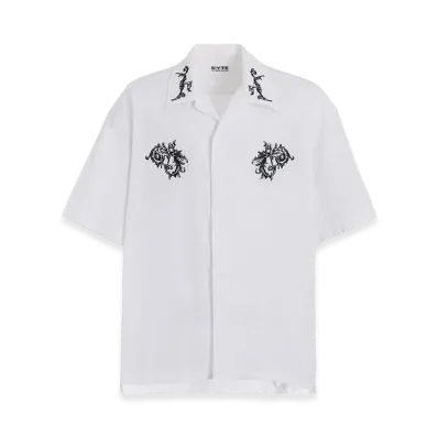 S'YTE Baroque Embroidery Open-Collar Shirt "White"