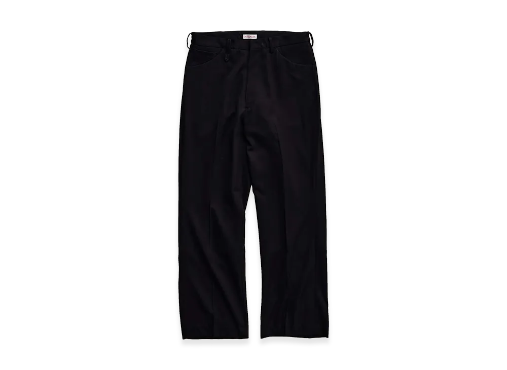 NICENESS Finch S140's Worsted Gabardine Semi-Flare Trousers "Black"