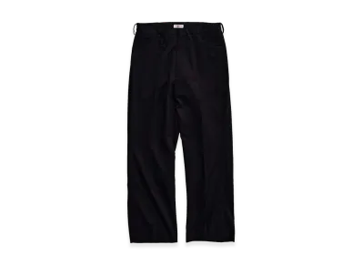 NICENESS Finch S140's Worsted Gabardine Semi-Flare Trousers "Black"