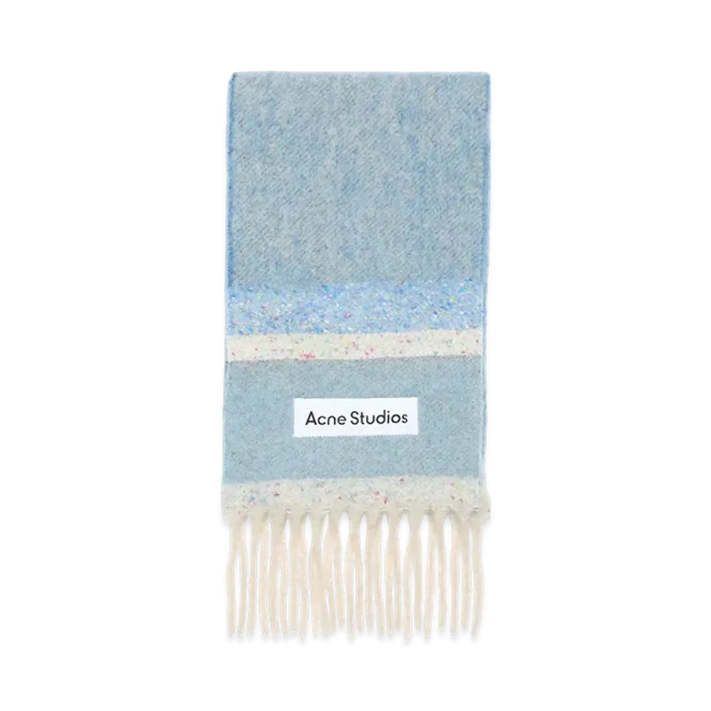 Acne Studios Logo Fringe Scarf "Blue/Beige/Black"