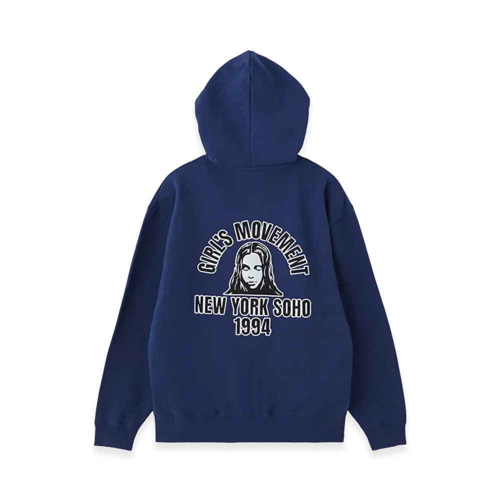 X-Girl Women's Arch Logo And Face Patch Zip Up Sweat Hoodie "Navy"