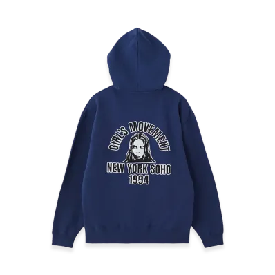 X-Girl Women's Arch Logo And Face Patch Zip Up Sweat Hoodie "Navy"