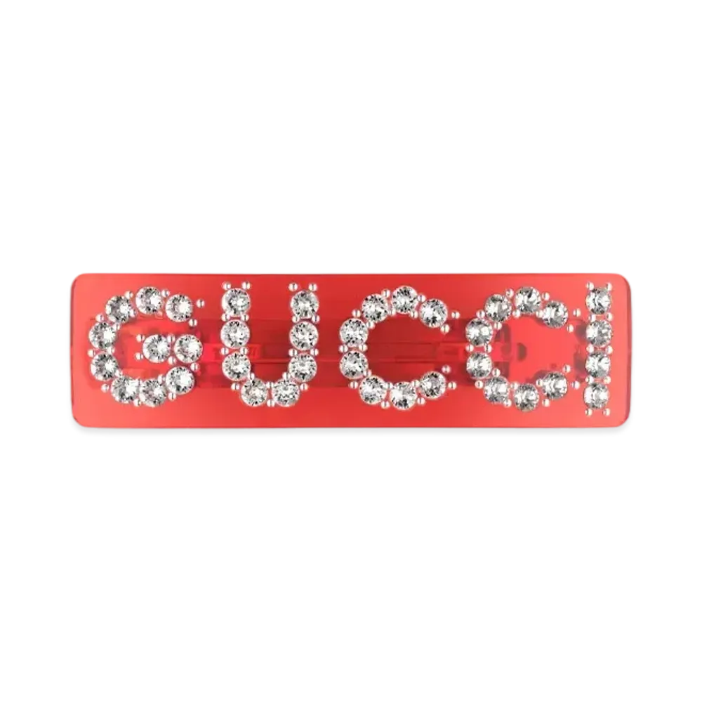 GUCCI Crystal Interlocking G Hair Clip "Pink"