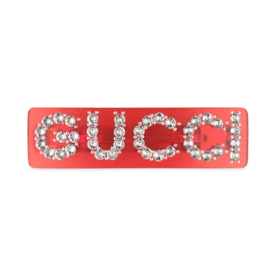 GUCCI Crystal Interlocking G Hair Clip "Pink"