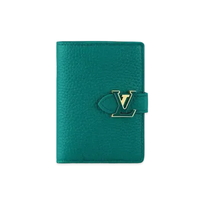 Louis Vuitton LV Vertical Compact Wallet Taurillon Leather "Emeraude"