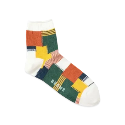 BEAMS Patchwork Quarter Socks "OffWhite"