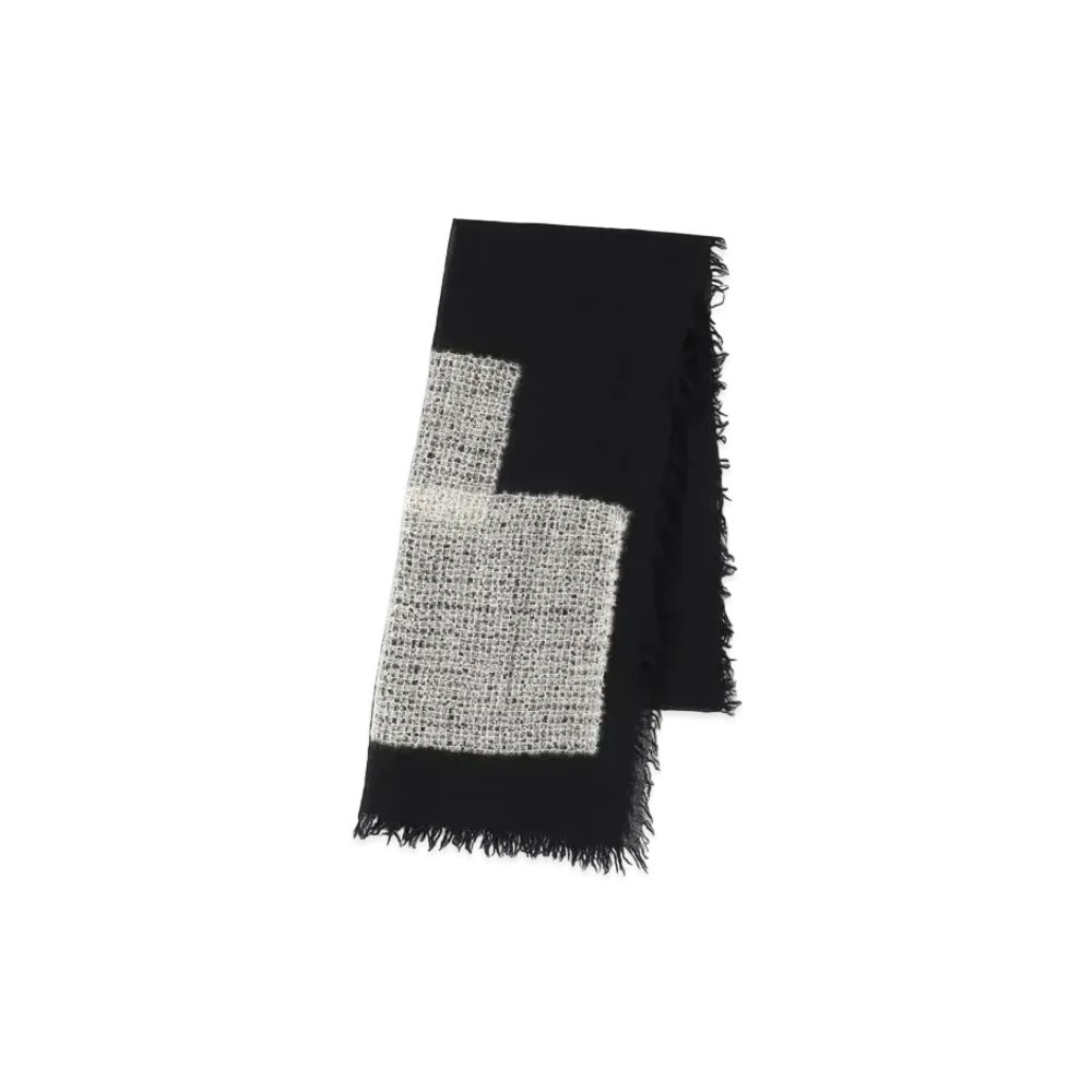 Yohji Yamamoto W GAUZE/KNIT SQUARE NEEDLE/STOLE "Ivory"