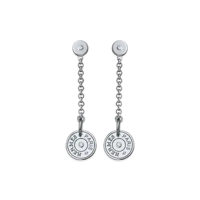 Hermes Gambade Earrings "White Gold/Four Diamonds"