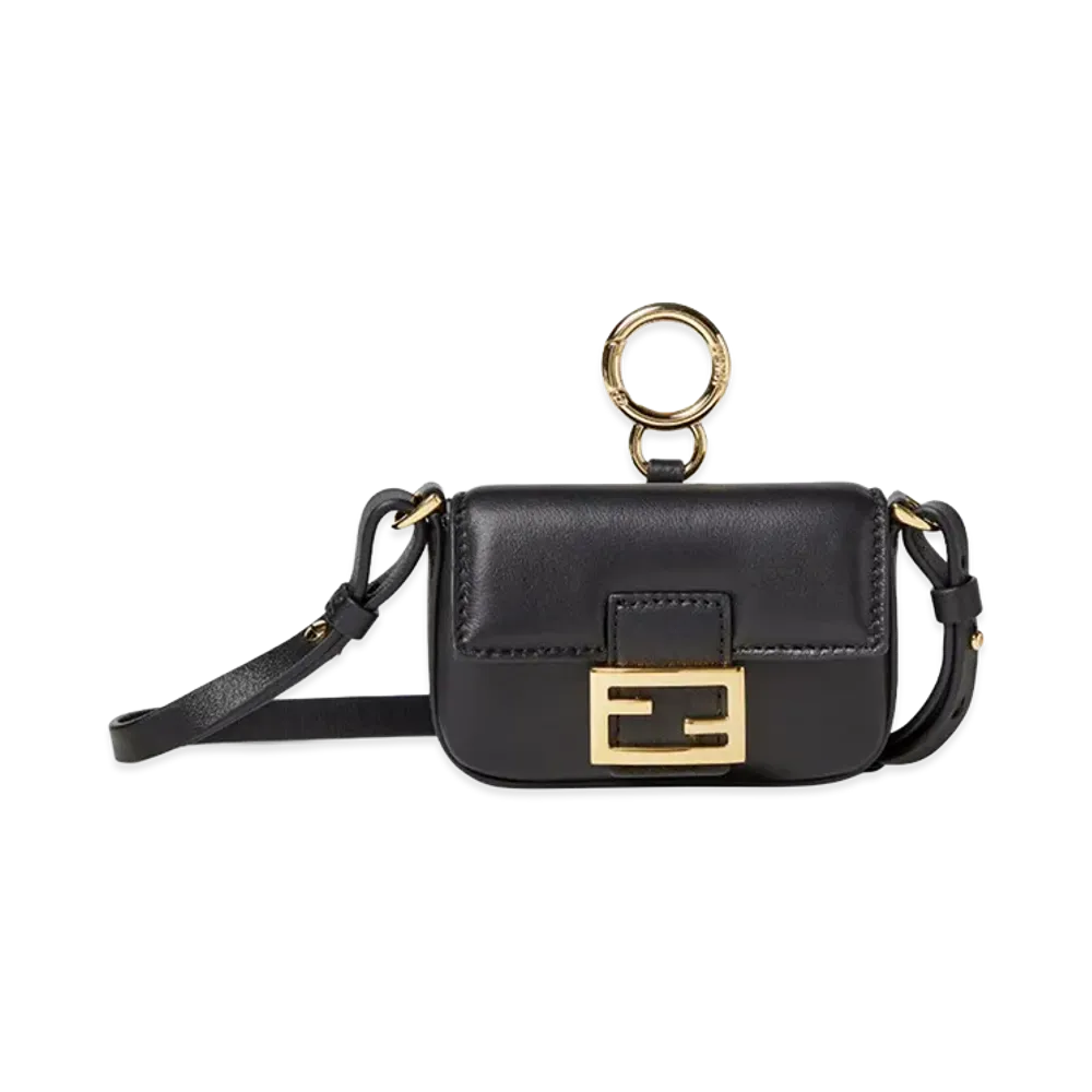 FENDI Women's Nano Baguette Charm In Nappa "Black"