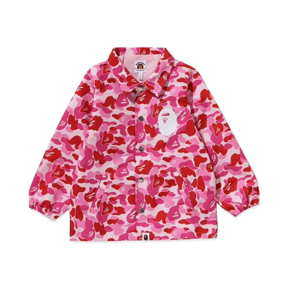 A BATHING APE Kids ABC Camo College Coach Jacket "Pink"