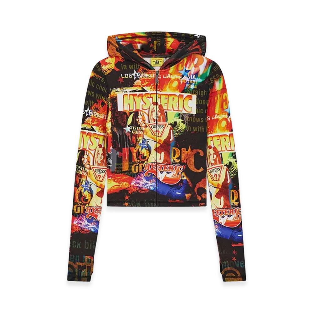 HYSTERIC GLAMOUR x GUESS JEANS Fitted Printed Zip Hoodie "Orange"