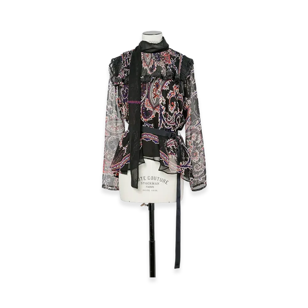 sacai Paisley Print x Wool Knit Pullover "Black"