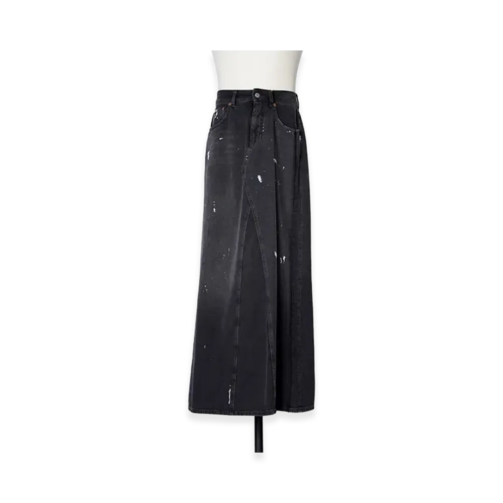 MM6 Maison Margiela Women's Paint Denim Skirt "Black"