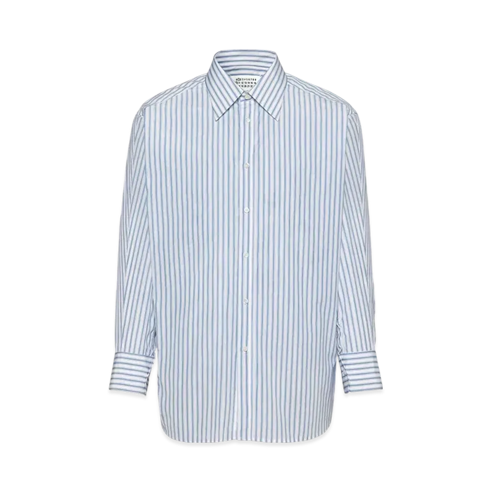 Maison Margiela Men's Stripe Cotton Shirt "White/Gray"