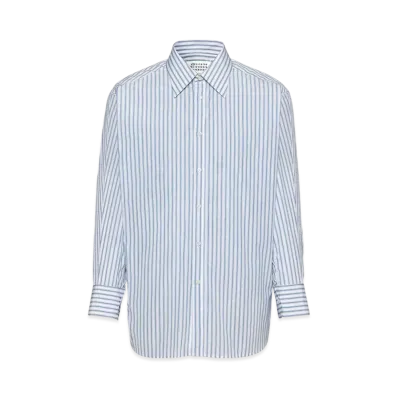 Maison Margiela Men's Stripe Cotton Shirt "White/Gray"