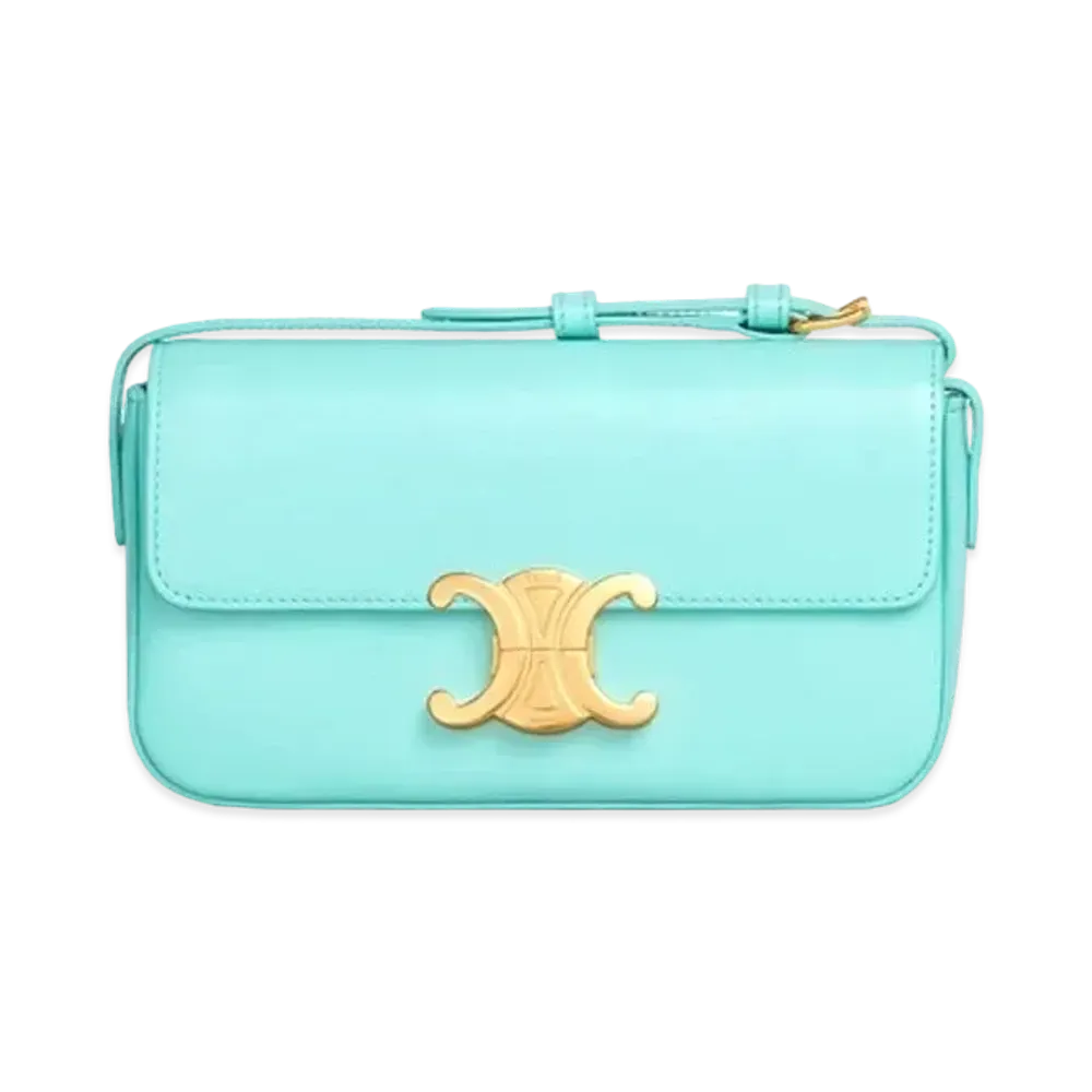 CELINE Triomphe Shoulder Bag in Shiny Calfskin "Turquoise"