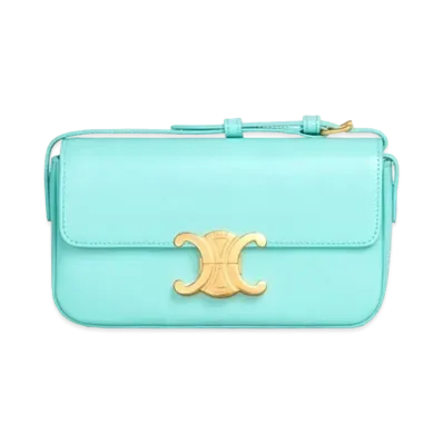 CELINE Triomphe Shoulder Bag in Shiny Calfskin "Turquoise"