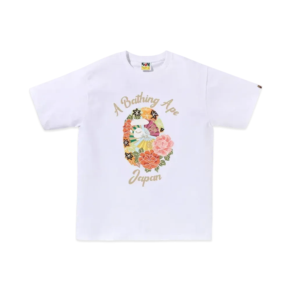 A BATHING APE Japanese Peony Tee "White"