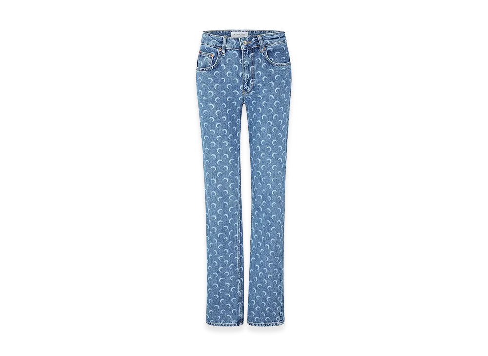 Marine Serre Women's MS Moon Straight Leg Jeans "Light Blue"