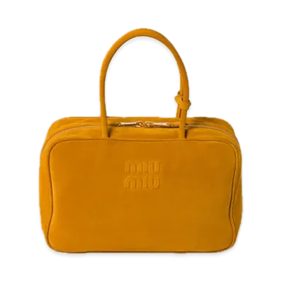 MIU MIU Suede Bow Bag "Mustard Yellow"